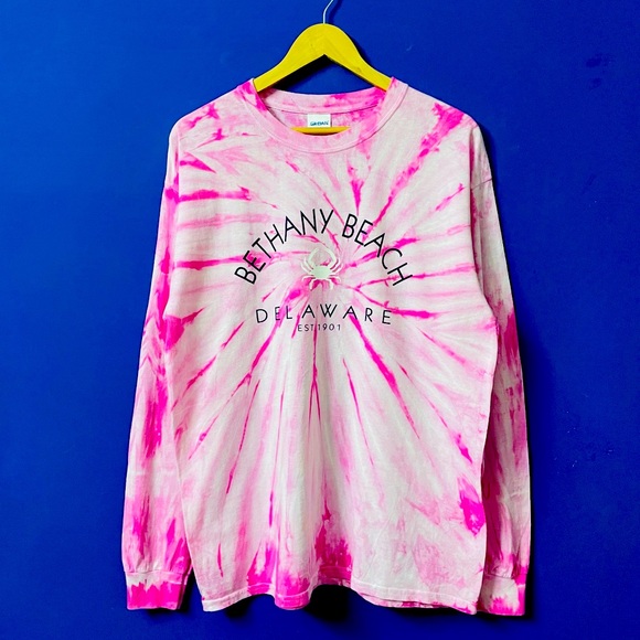 Gildan Tops - TIE DYE PINK & WHITE GILDAN HEAVY COTTON CREW NECK T-SHIRT FOR MEN’S AND WOMEN’S